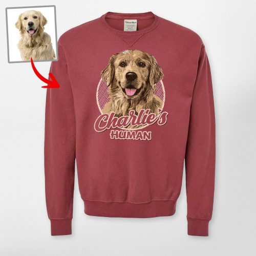 Vibrant Custom Dog Portrait Unisex Hanes ComfortWash Crewneck Sweatshirt for Dog Lovers - Pawarts