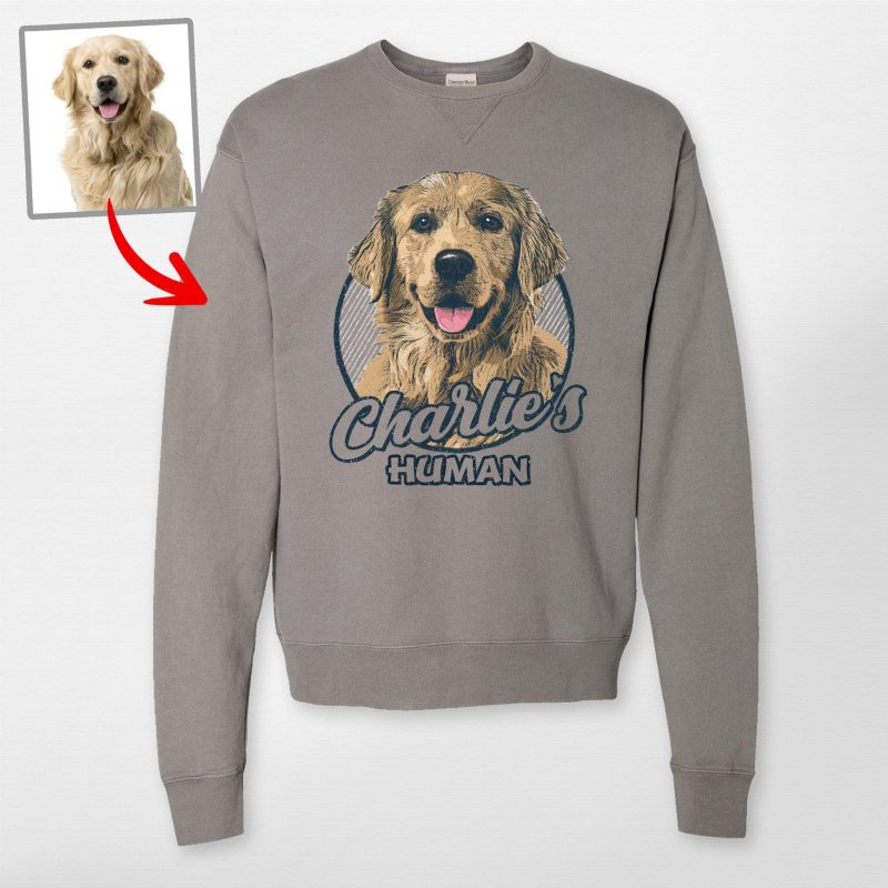 Vibrant Custom Dog Portrait Unisex Hanes ComfortWash Crewneck Sweatshirt for Dog Lovers - Pawarts