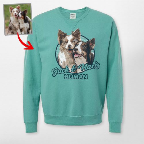 Vibrant Custom Dog Portrait Unisex Hanes ComfortWash Crewneck Sweatshirt for Dog Lovers - Pawarts