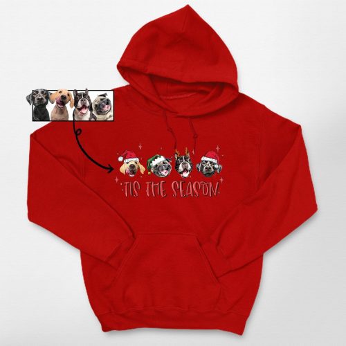 Pawarts | [Tis The Season] Customized Dog Portrait Hoodies For Hooman - Pawarts