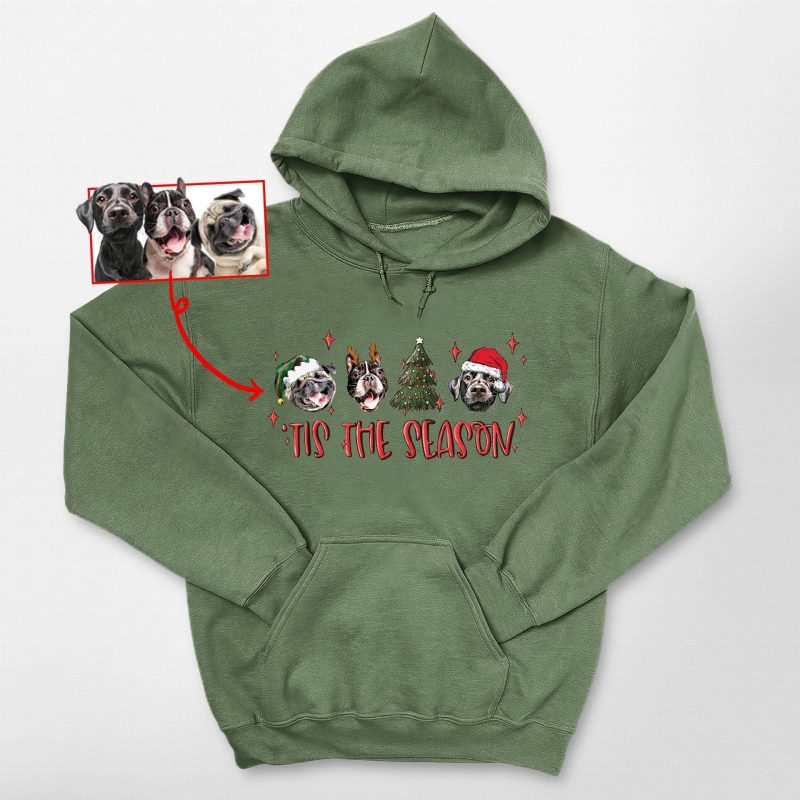 Pawarts | [Tis The Season] Customized Dog Portrait Hoodies For Hooman - Pawarts