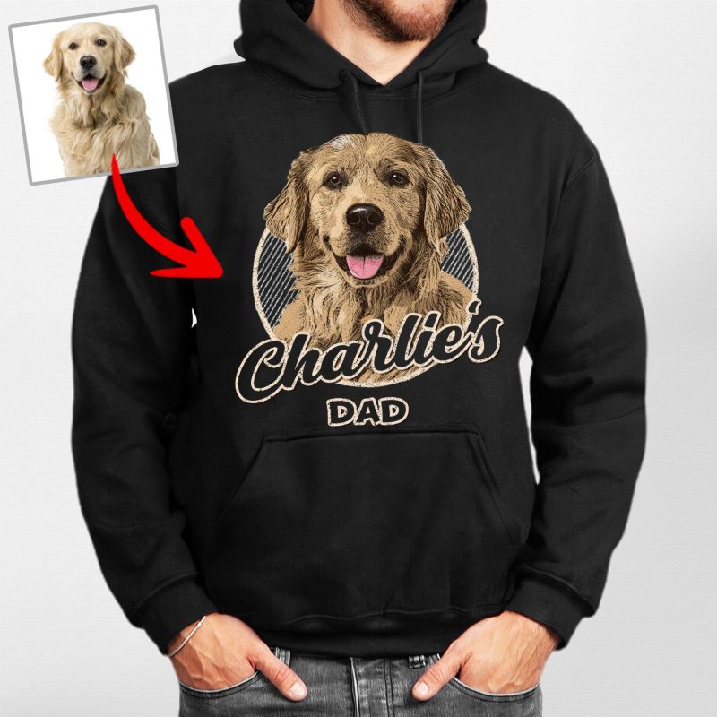 Funny Custom Dog Portrait Gildan Hoodie Gift for Dog Dads and Papas - Pawarts