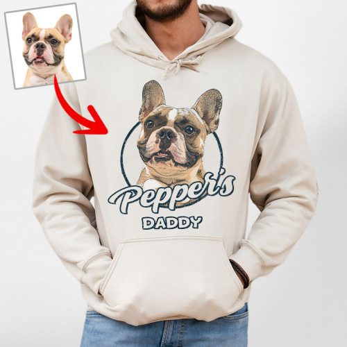 Funny Custom Dog Portrait Gildan Hoodie Gift for Dog Dads and Papas - Pawarts