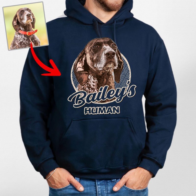 Funny Custom Dog Portrait Gildan Hoodie Gift for Dog Dads and Papas - Pawarts