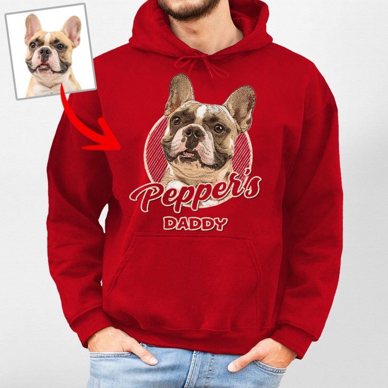 Funny Custom Dog Portrait Gildan Hoodie Gift for Dog Dads and Papas - Pawarts