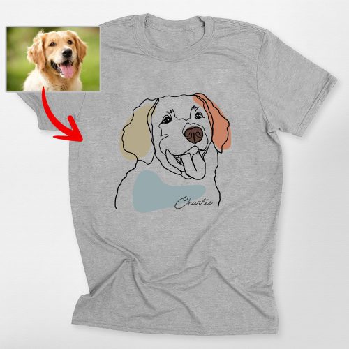 Pawarts | Impressive Custom Outline Portrait T-Shirt For Dog Lovers - Pawarts