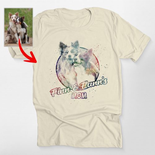 Custom Dog Sketch Bella Canvas T-Shirt - Galaxy or Watercolor Effects, Unique Gift for Dog Lovers - Pawarts