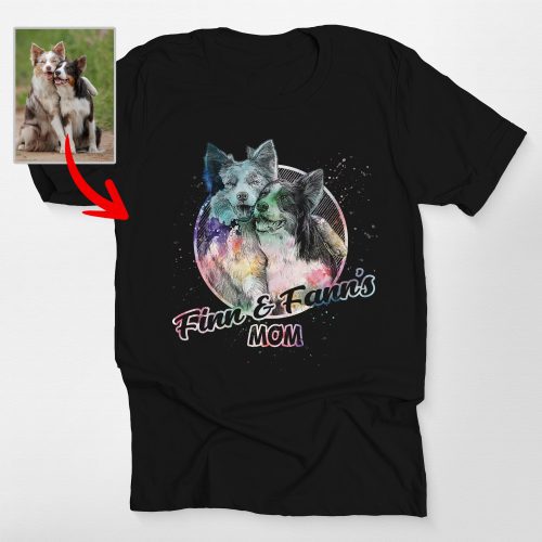 Custom Dog Sketch Bella Canvas T-Shirt - Galaxy or Watercolor Effects, Unique Gift for Dog Lovers - Pawarts