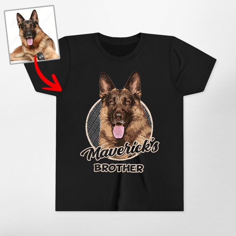 Dog's Favorite Human Youth Shirt - Custom Dog Portrait, Vintage Sketch - Pawarts