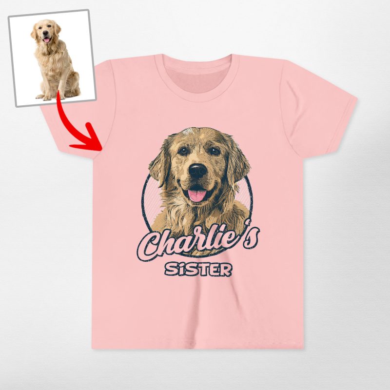 Dog's Favorite Human Youth Shirt - Custom Dog Portrait, Vintage Sketch - Pawarts