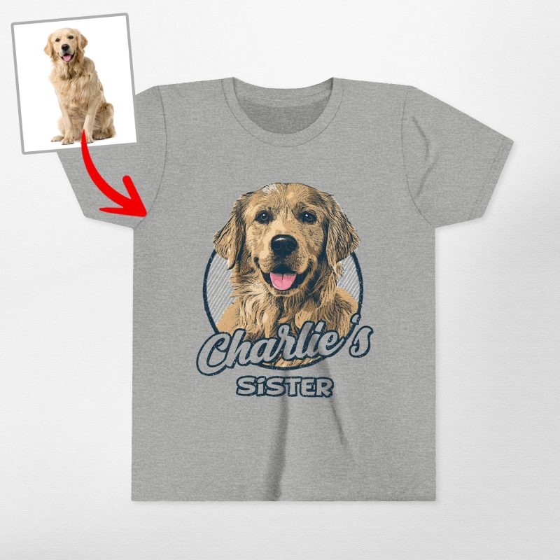 Dog's Favorite Human Youth Shirt - Custom Dog Portrait, Vintage Sketch - Pawarts