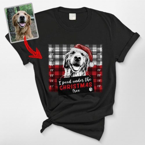 Funny Dog Mugshot T-Shirt - Custom Dog Photo, Christmas Party Shirt - Pawarts