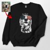 Custom Dog Painting Sweatshirt - American Flag Sunglasses for Patriotic Day - Pawarts