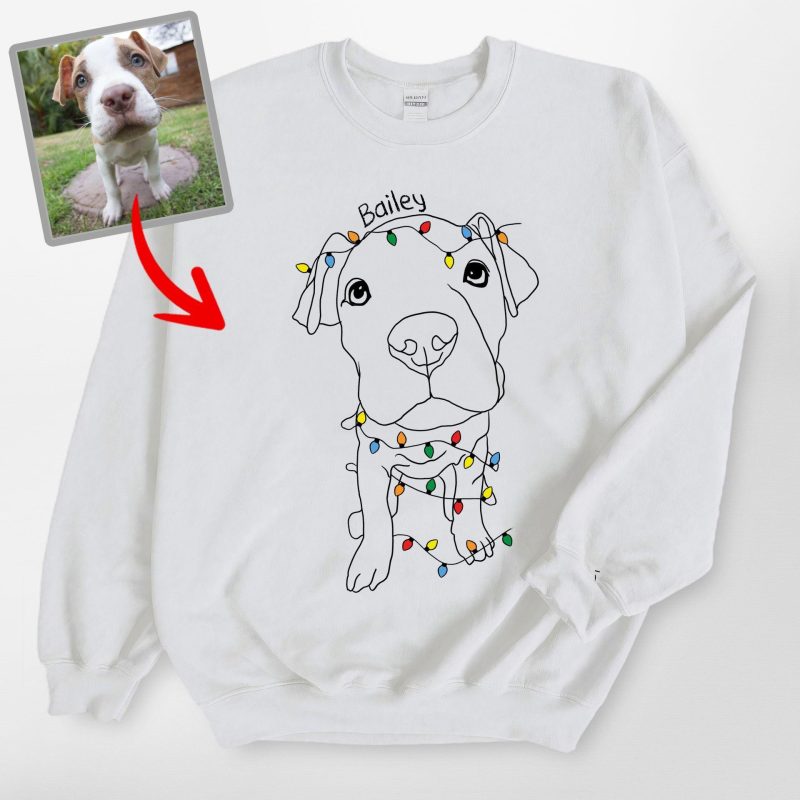 Pawarts | Christmas Light Personalized Dog Portrait Sweatshirt - Pawarts