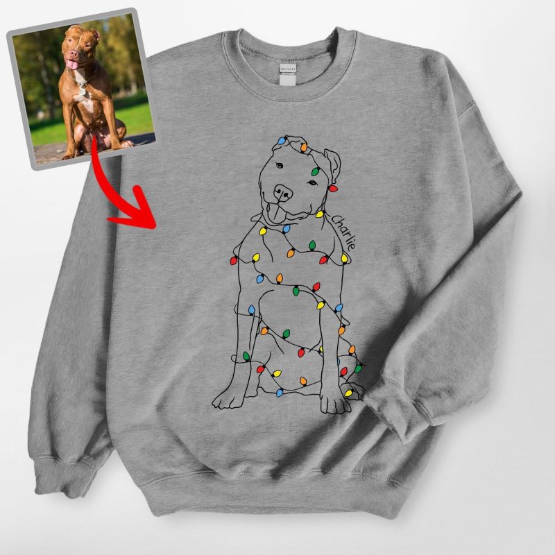 Pawarts | Christmas Light Personalized Dog Portrait Sweatshirt - Pawarts