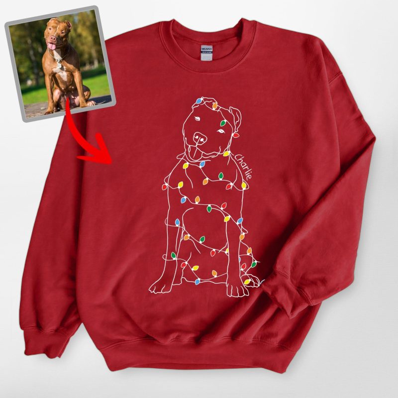 Pawarts | Christmas Light Personalized Dog Portrait Sweatshirt - Pawarts