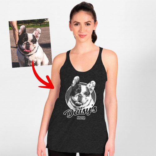 Custom Dog Portrait Tri-Blend Tank Top for Dog Moms - Pawarts