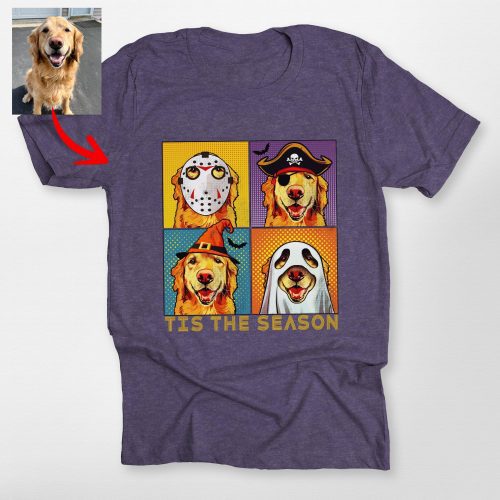 Pawarts | Vibrant Customized Halloween Dog Portrait Unisex T-Shirt For Dog Lovers - Pawarts