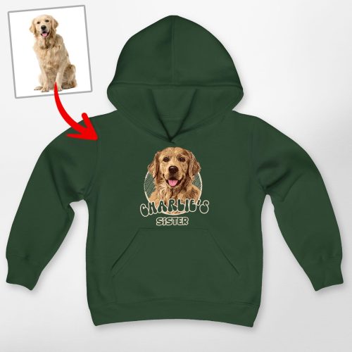 Dog's Favorite Human Kid's Hoodie - Custom Dog Portrait, Vintage Sketch - Pawarts