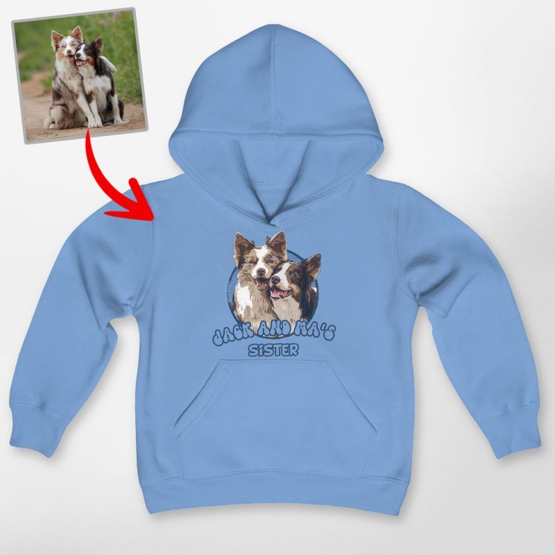 Dog's Favorite Human Kid's Hoodie - Custom Dog Portrait, Vintage Sketch - Pawarts