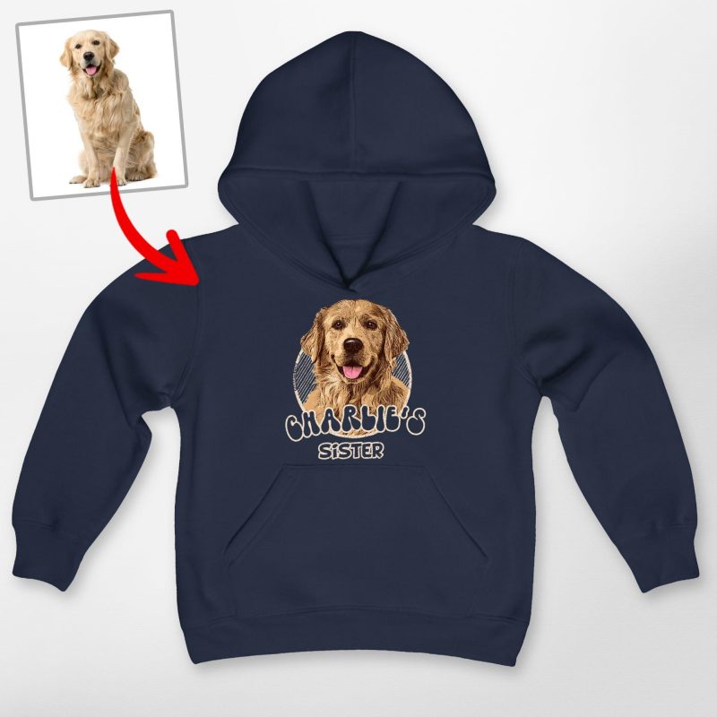 Dog's Favorite Human Kid's Hoodie - Custom Dog Portrait, Vintage Sketch - Pawarts