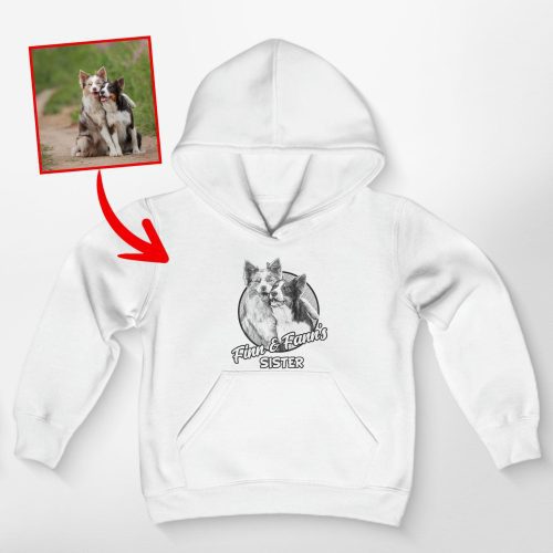 Sketch Custom Dog Photo Style Kids' Hoodie for Dog Boys and Girls - Pawarts