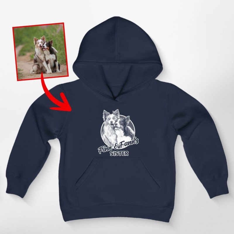 Sketch Custom Dog Photo Style Kids' Hoodie for Dog Boys and Girls - Pawarts