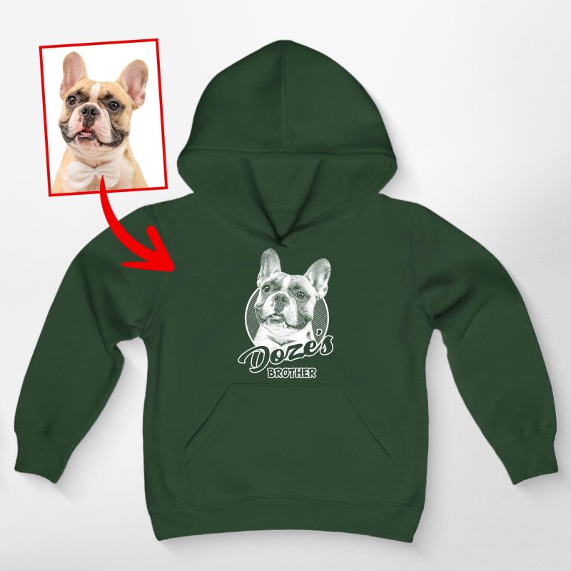 Sketch Custom Dog Photo Style Kids' Hoodie for Dog Boys and Girls - Pawarts