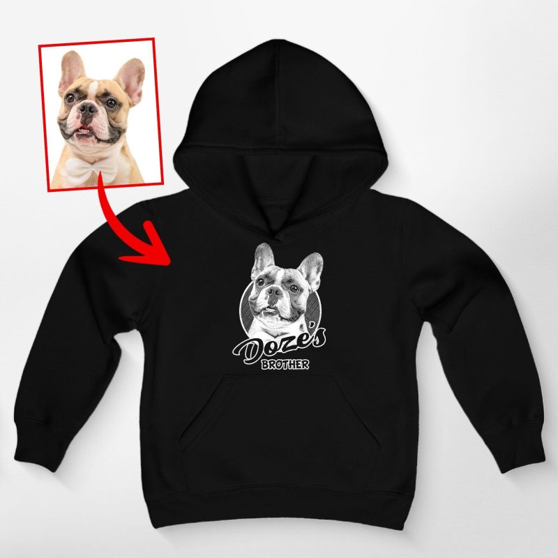 Sketch Custom Dog Photo Style Kids' Hoodie for Dog Boys and Girls - Pawarts