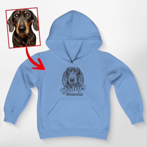 Sketch Custom Dog Photo Style Kids' Hoodie for Dog Boys and Girls - Pawarts