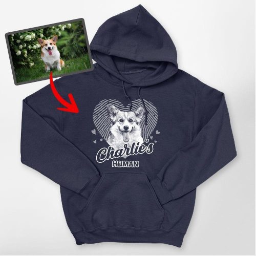 Heart-Shaped Custom Dog Sketch Gildan Hoodie, Gifts For Dog Lovers - Pawarts