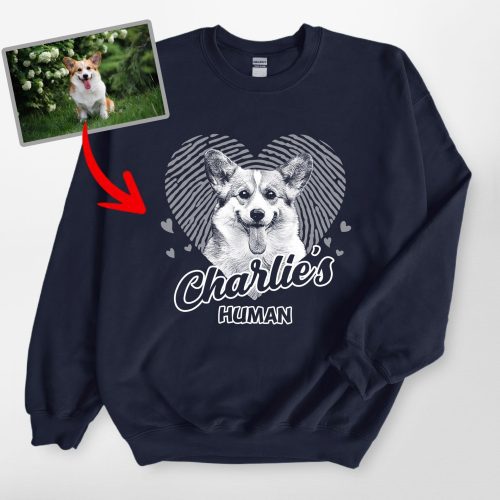 Heart-Shaped Custom Dog Sketch Gildan Sweatshirt, Lovely Gifts For Dog Lovers - Pawarts