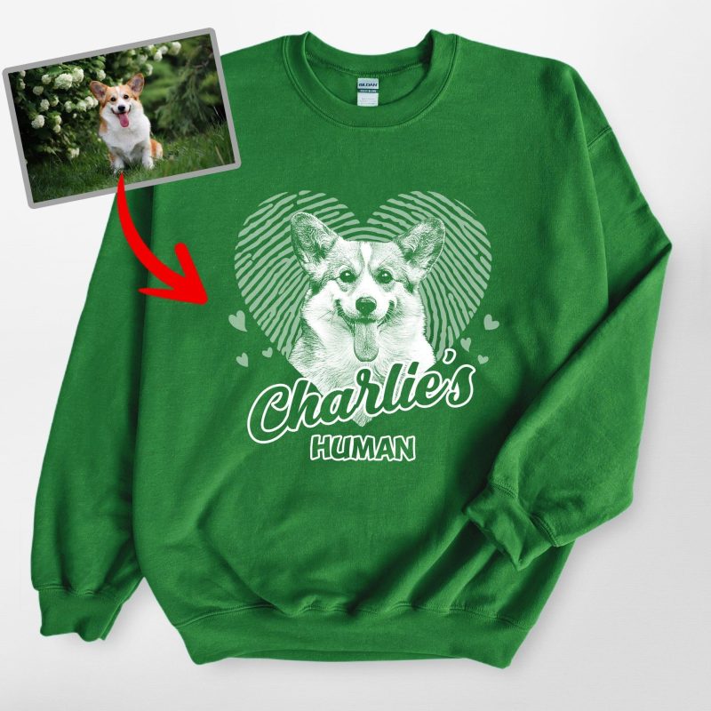 Heart-Shaped Custom Dog Sketch Gildan Sweatshirt, Lovely Gifts For Dog Lovers - Pawarts