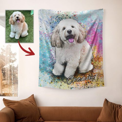 Pawarts | Watercolor Splash Customized Dog Tapestry [Unique Gift For Dog Lovers] - Pawarts