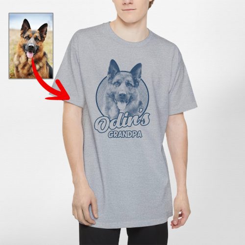 Tall Dog Dad T-Shirt - Custom Dog Portrait in Pencil Drawing Style - Pawarts