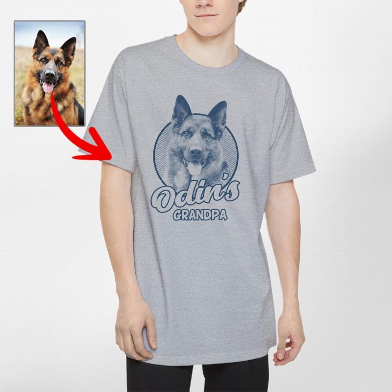 Tall Dog Dad T-Shirt - Custom Dog Portrait in Pencil Drawing Style - Pawarts