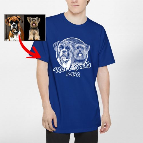 Tall Dog Dad T-Shirt - Custom Dog Portrait in Pencil Drawing Style - Pawarts