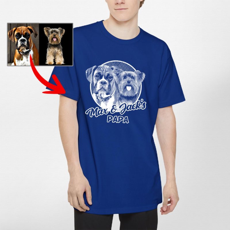 Tall Dog Dad T-Shirt - Custom Dog Portrait in Pencil Drawing Style - Pawarts