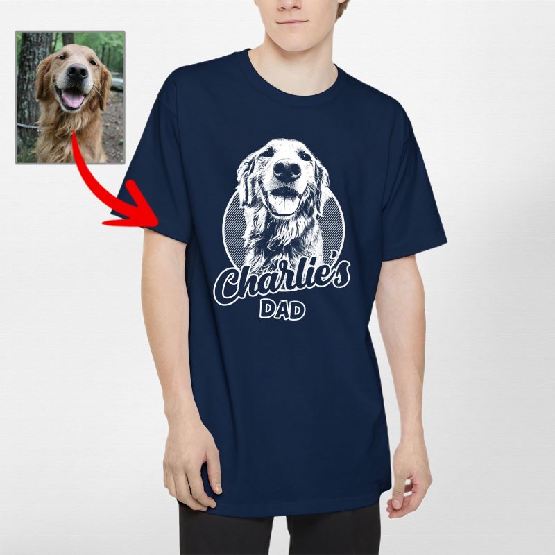 Tall Dog Dad T-Shirt - Custom Dog Portrait in Pencil Drawing Style - Pawarts