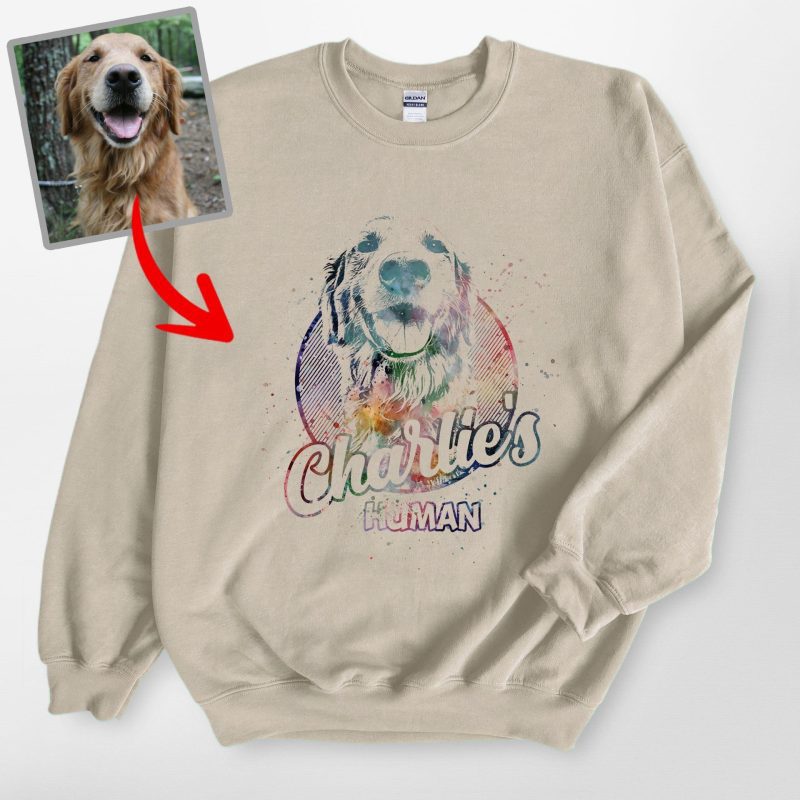 Custom Dog Sketch Gildan Sweatshirt, Galaxy or Watercolor Effects, Gift for Dog Lovers - Pawarts